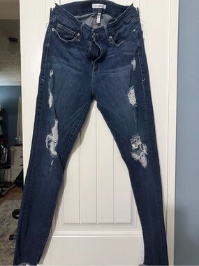 Good American Dark Blue Distressed Skinny Jeans
